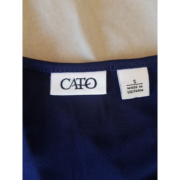 Cato Womens Blouse Tank Blue Stretch Slewveless Sheer Neckline Size Small - Picture 8 of 12